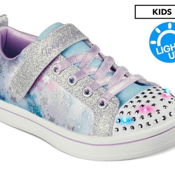 BRAND NEW youth girl skechers star galaxy light up shoes size 2Y (lights up) - Picture 2 of 9